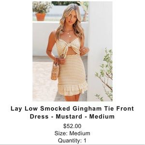Vici Yellow Gingham Tie Front Dress